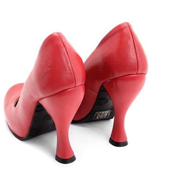 Fluevog NWOB Attentions Paris red/rose leather platform pump - 8.5 - Picture 14 of 15